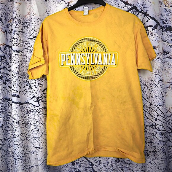 LAST CHANCE - GOLD PENNSYLVANIA SHIRT L *FLAWED* Fruit of the Loom Cotton Home - Picture 2 of 9